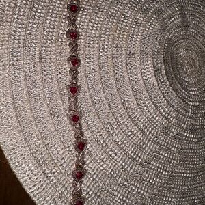 Vintage Sterling Silver and Gold Vermeil Bracelet with Faceted Ruby Red Stones